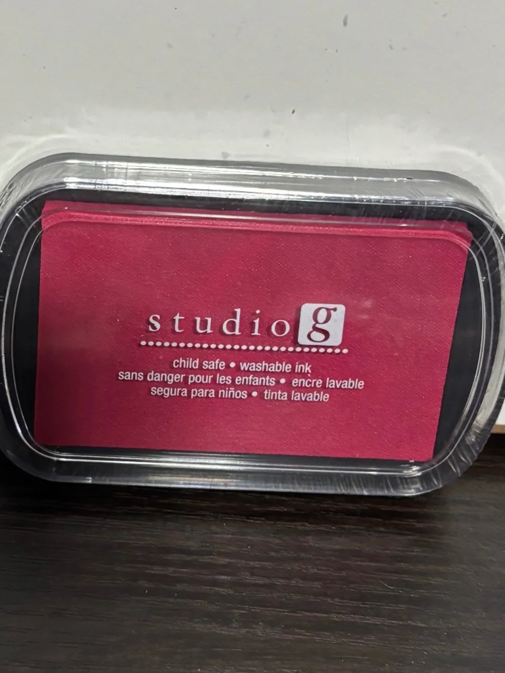 Pink rubber stamp ink pad